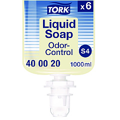 Tork Odor-Control Hand Soap Liquid S4, Perfume Free, 1 L, 6/Carton (400020)