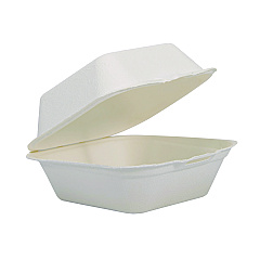 Dart Compostable Fiber Hinged Trays, ProPlanet Seal, 5.9 x 6.08 x 1.83, Ivory, Molded Fiber, 500/Carton (HC6FBR1)