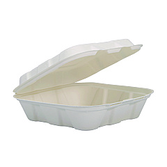 Dart Compostable Fiber Hinged Trays, ProPlanet Seal, 8.03 x 8.38 x 1.93, Ivory, Molded Fiber, 200/Carton (HC8FBR1)