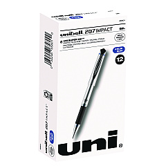uni-ball 207 Impact Gel Pen, Stick, Bold 1 mm, Blue Ink, Black Barrel (65801)