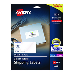Avery 6528 Glossy White Easy Peel Mailing Labels