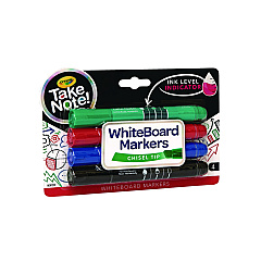 Crayola Take Note Dry Erase Markers, Chisel Tip, Assorted Colors, 4/Set (586543)