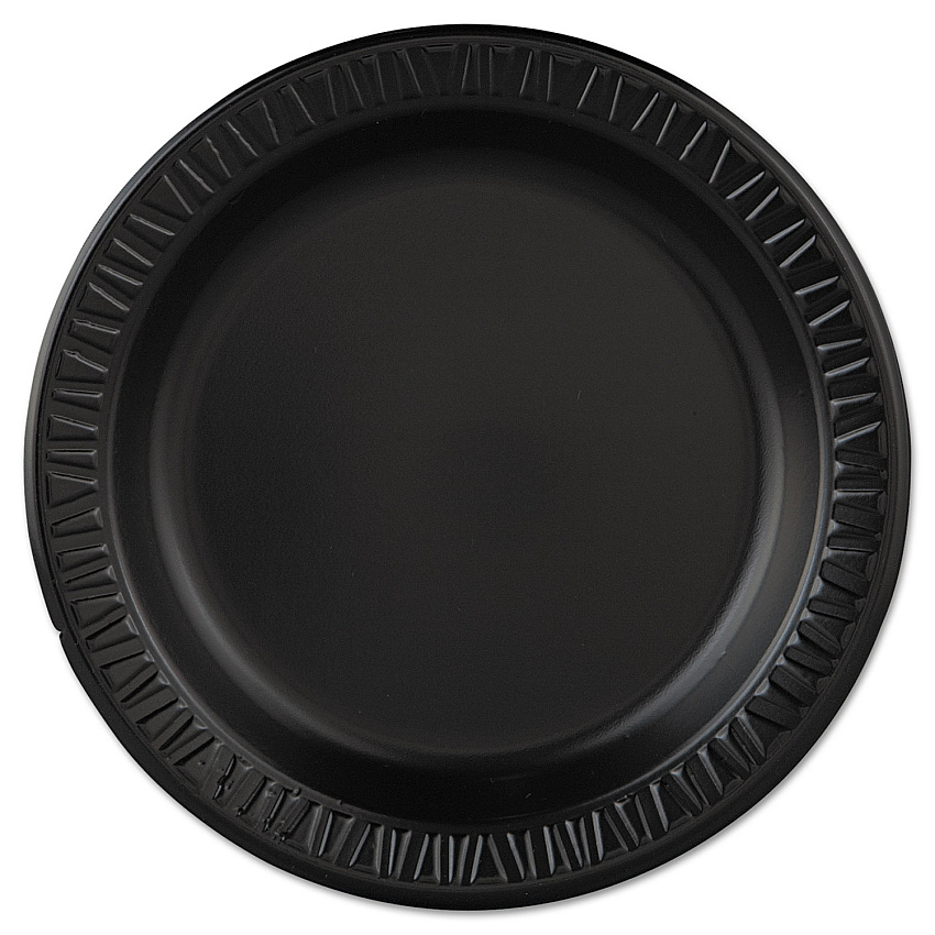 Dart Quiet Classic Laminated Foam Dinnerware, Plate, 9" dia, Black, 125/Pack, 4 Packs/Carton (9PBQR)