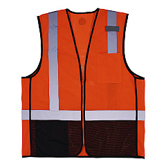 ergodyne GloWear 8210Z Hi-Vis Class 2 Mesh Vest, 4X-Large to 5X-Large, Orange (23029)