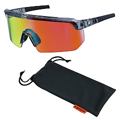 ergodyne Skullerz AEGIR Anti-Scratch/Anti-Fog Safety Glasses, Clear Smoke Nylon Impact Frame, Orange Mirror Polycarbonate Lens (55014)