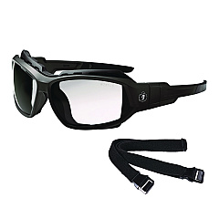 ergodyne Skullerz LOKI Anti-Scratch/Anti-Fog Convertible Safety Spoggles with Strap, Matte Black Frame, Clear Polycarbonate Lens (56005)