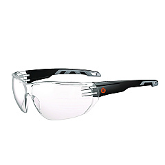 ergodyne Skullerz VALI Anti-Scratch/Enhanced Anti-Fog Safety Glasses, Matte Black Frameless, Clear Polycarbonate Lens (59205)