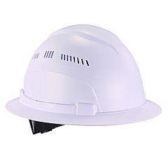 ergodyne Skullerz 8968 Class C Lightweight Full Brim Hard Hat, Adjustable Venting, 6-Point Rachet Suspension, White (60227)