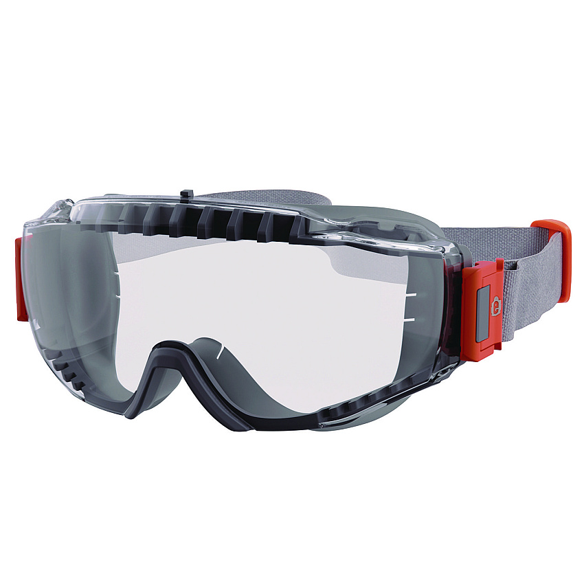 ergodyne Skullerz MODI OTG Anti-Scratch and Enhanced Anti-Fog Safety Goggles with Neoprene Strap, Clear Lens (60302)