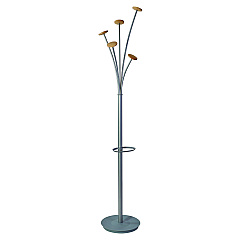 Alba Festival Coat Stand with Umbrella Holder, Five Knobs, 13.97 x 14 x 73.62, Gray (PMFESTWM)