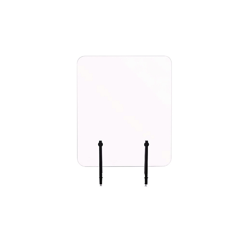 MasterVision Protector Series Frameless Glass Desktop Divider, 35.4 x 0.16 x 35.4, Clear/Aluminum (GL2001393)