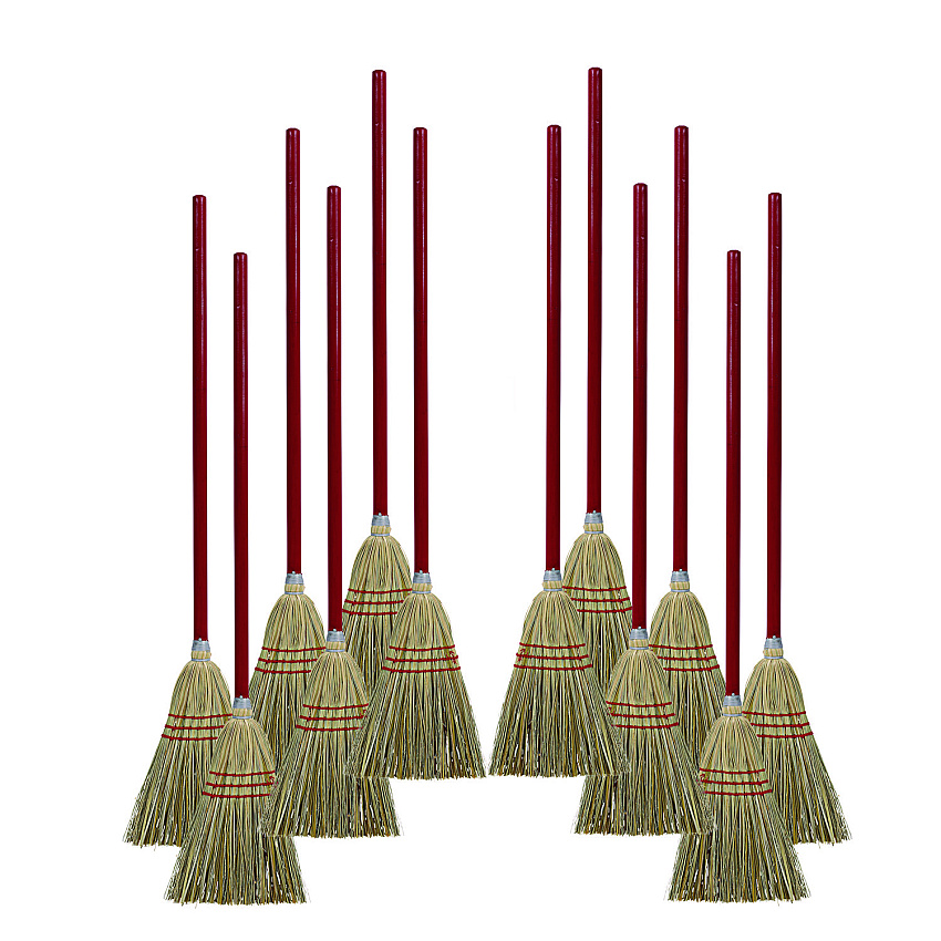 Boardwalk Corn/Fiber Brooms, Corn/Synthetic Fiber Bristles, 36" Overall Length, Gray/Natural, 12/Carton (BWKBR10016)