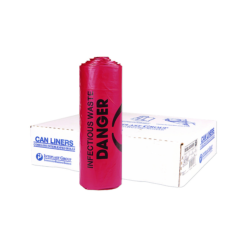 Inteplast Group Institutional Low-Density Can Liners, 33 gal, 1.3 mil, 33" x 39", Red, 150/Carton (SL3339R)