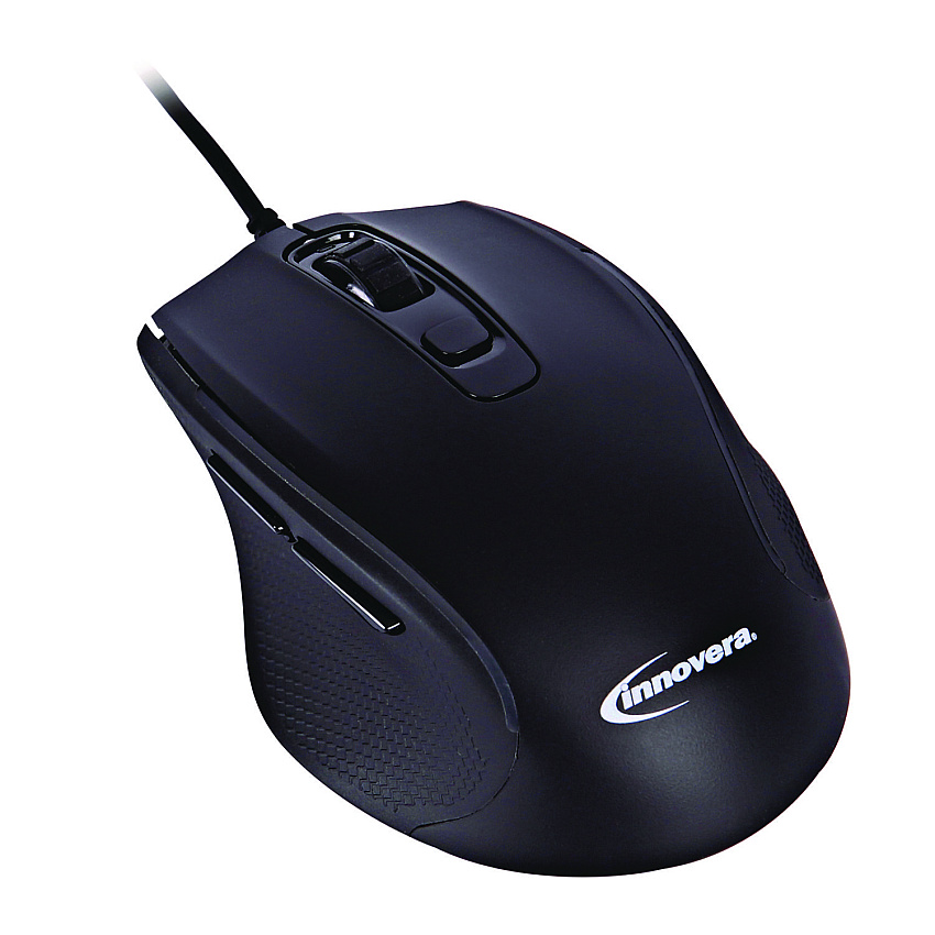 Innovera Full-Size Wired Optical Mouse, Usb 2.0, Right Hand Use, Black