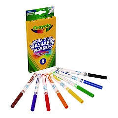 Crayola Ultra-Clean Washable Markers, Fine Bullet Tip, Assorted Colors, 8/Pack (587809)