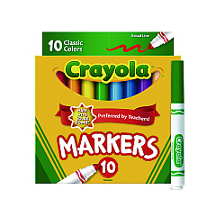 Crayola Non-Washable Marker, Broad Bullet Tip, Assorted Classic Colors, 10/Pack (587722)