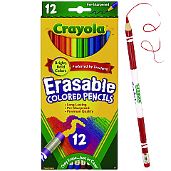 Crayola Erasable Color Pencil Set, 3.3 mm, 2B (#1), Assorted Lead/Barrel Colors, Dozen (684412)