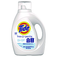 Tide Free and Gentle Liquid Laundry Detergent, 64 Loads, 84 oz Bottle, 4/Carton (12144)