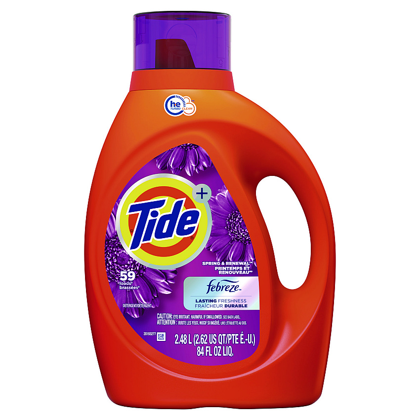 Tide Plus Febreze Liquid Laundry Detergent, Spring and Renewal, 84 oz Bottle, 4/Carton (12237CT)