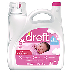 Dreft Ultra Laundry Detergent, Baby Powder Scent, 150 oz Bottle, 4/Carton (12128)