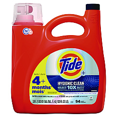 Tide Hygienic Clean Heavy 10x Duty Liquid Laundry Detergent, Original Scent, 132 oz Pour Bottle, 4/Carton (12216)
