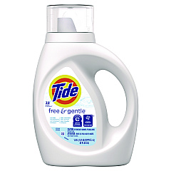 Tide Free and Gentle Laundry Detergent, 32 Loads, 42 oz Bottle, 6/Carton (12146)