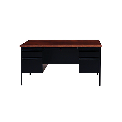 Alera Double Pedestal Steel Desk, 60" x 30" x 29.5", Mocha/Black, Black Legs (ALEHSD6030BM)