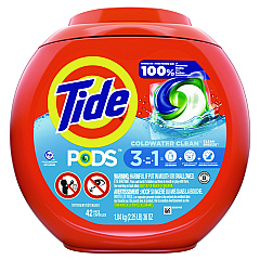 Tide PODS Laundry Detergent, Clean Breeze, 36 oz Tub, 42 Pacs/Tub, 4 Tubs/Carton (00998CT)