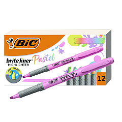 BIC Brite Liner Grip Pocket Highlighter, Assorted Ink Colors, Chisel Tip, Assorted Barrel Colors, Dozen (GBLD11AST)