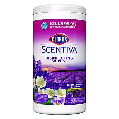 Clorox Scentiva Disinfecting Wipes, 7.75 x 7, Tuscan Lavender and Jasmine, 75/Canister (60040)