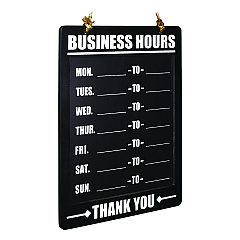 Excello Global Products Business Hours Indoor/Outdoor Hanging Chalkboard, 10 x 0.38 x 20.75, Black/White (EGPHD0311AS)