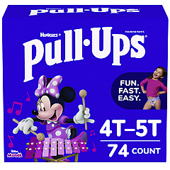 Huggies Pull Ups Learning Designs Potty Training Pants for Girls, Size 6, 4T-5T, 38 lbs to 50 lbs, 74/Carton (45272)