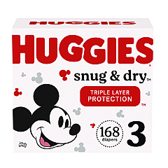 Huggies Snug and Dry Diapers, Size 3, 16 lbs to 28 lbs, 168/Carton (56456)