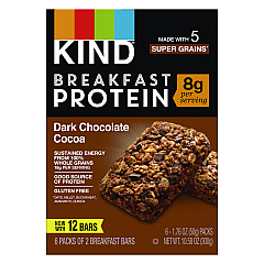 KIND Breakfast Protein Bars, Dark Chocolate Cocoa, 1.76 oz Two-Bar Packs, 6/Box (PHW41936)