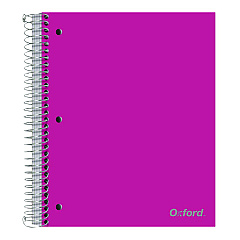 Oxford Five-Subject Notebook, 5 Subject, College Rule, Randomly Assorted Cover Color, (200) 11 x 9 Sheets (10588)