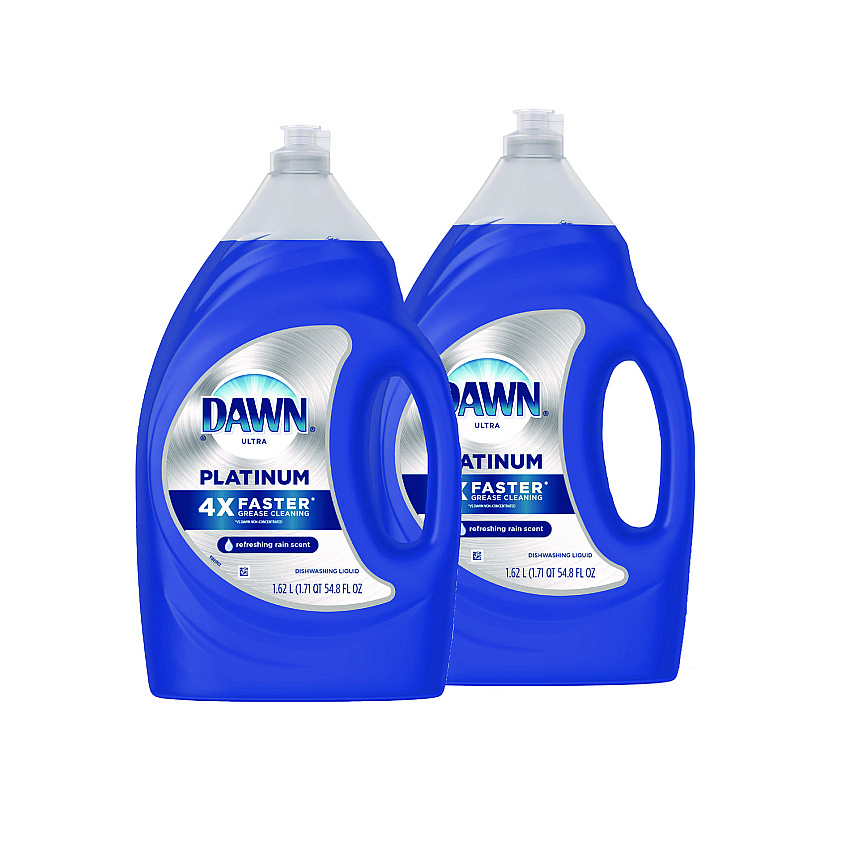 Dawn Platinum Liquid Dish Detergent, Refreshing Rain, 54.8 oz Bottle, 2/Pack (04504)