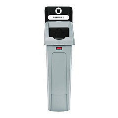 Rubbermaid Commercial Slim Jim Recycling Station Kit, 1-Stream Landfill, 23 gal, Plastic, Gray/Black (2185053)