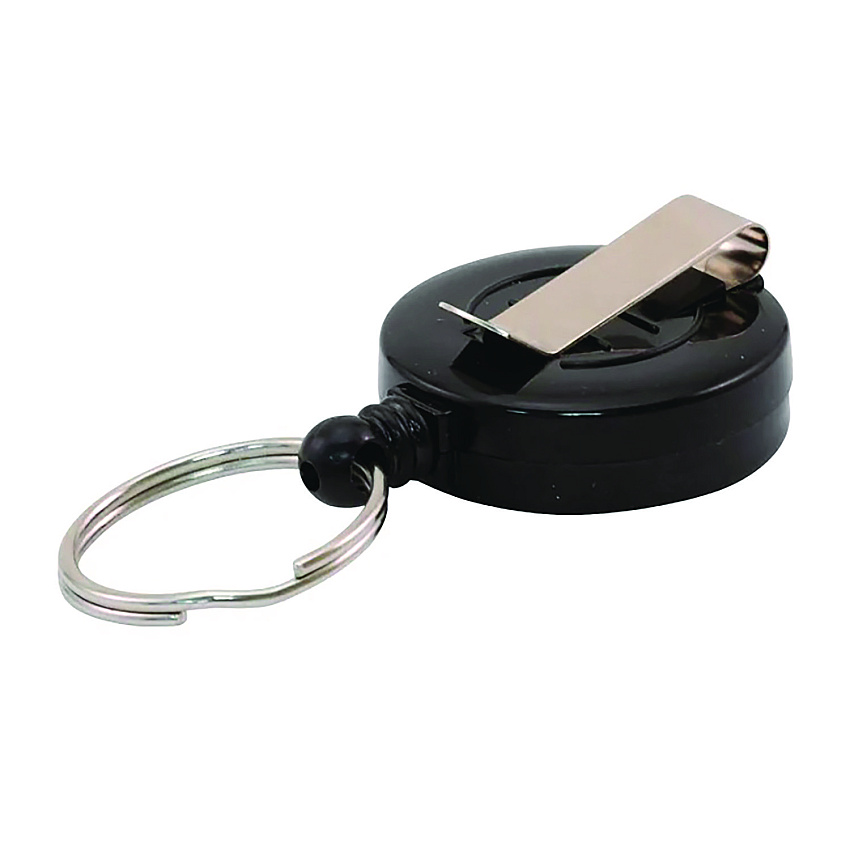Advantus Badge Reel with Split Key Ring, Extends 30", Black, 12/Box (97121)