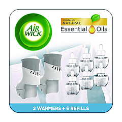 Air Wick Plug-in Scented Oil Starter Kit, Fresh Linen, 0.67 oz, 8/Pack (01914CT)