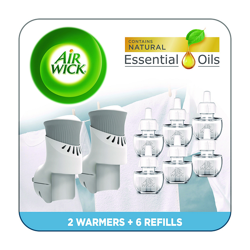 Air Wick Plug-in Scented Oil Starter Kit, Fresh Linen, 0.67 oz, 8/Pack (01914CT)