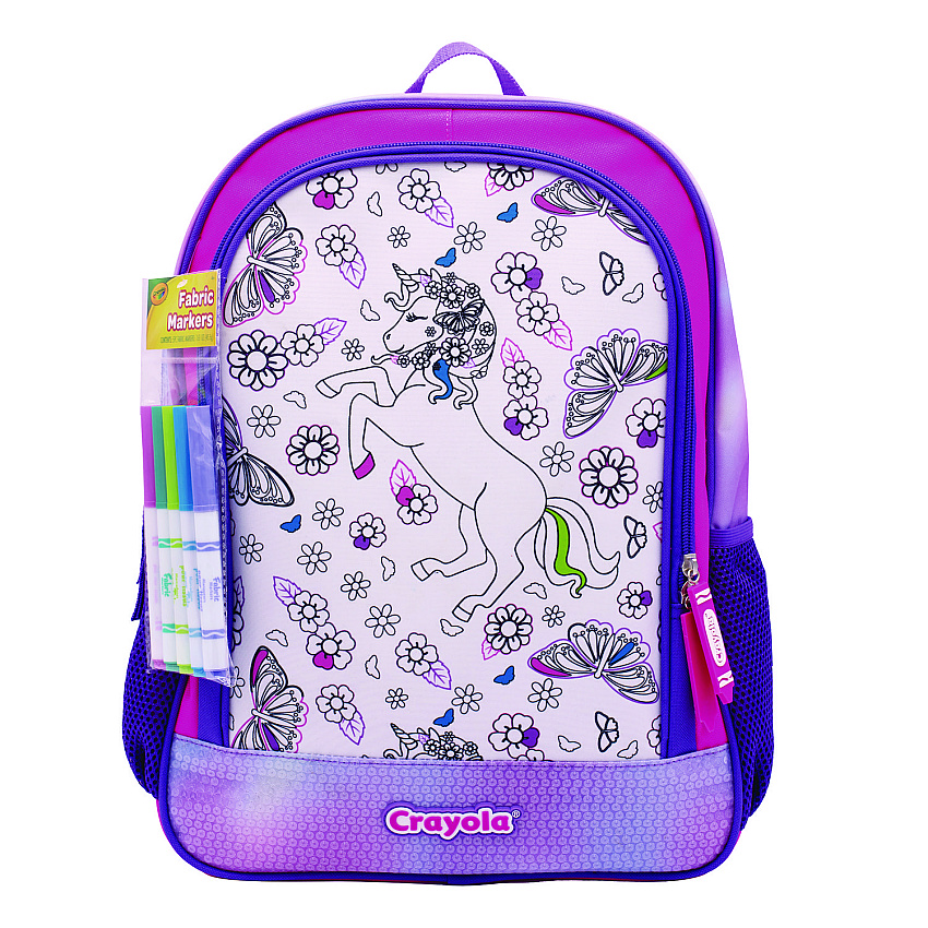 Crayola Color-Your-Own Backpack, Mystical Unicorn, 15 x 5 x 16, Pink/Purple (B23CL56804ST)