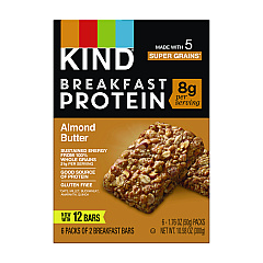 KIND Breakfast Protein Bars, Almond Butter, 1.76 oz Two-Bar Packs, 6/Box (PHW41935)