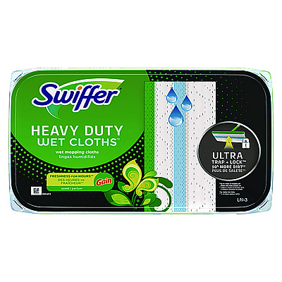 Swiffer Heavy-Duty Wet Refill Cloths, 8 x 10, Gain Original Scent, White, 10 Cloths/Tub (76471)