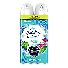 Glade Air Freshener, Aqua Waves Scent, 8.3 oz Aerosol Spray, 2/Pack (357471)