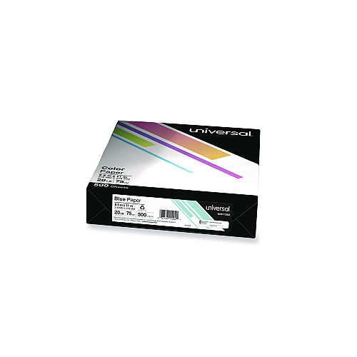 Universal Deluxe Colored Paper, 20 lb Bond Weight, 8.5 x 11, Blue, 500 Sheets/Ream, 10 Reams/Carton (UNV11202CT)