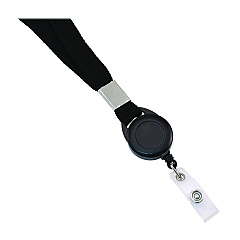 Advantus Breakaway Badge Reel with Lanyard, Extends 30", Black/White, 12/Pack (97132)