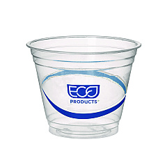 Eco-Products BlueStripe 25% Recycled Content Cold Cups, 9 oz, Clear/Blue, 50/Pack, 20 Packs/Carton (EPCR9)