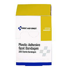 First Aid Only Plastic Spot Adhesive Bandages, 0.88" Dia, 200/Pack (91250020)