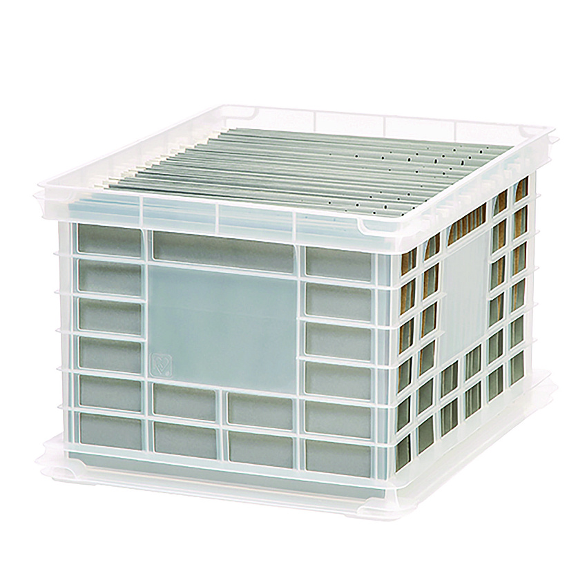 Iris File Storage Durable Plastic Crate, 13.88 x 17.13 x 10.5, Clear (270011200308)