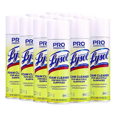 Professional LYSOL Brand Disinfectant Foam Cleaner, 24 oz Aerosol Spray, 12/Carton (02775CT)